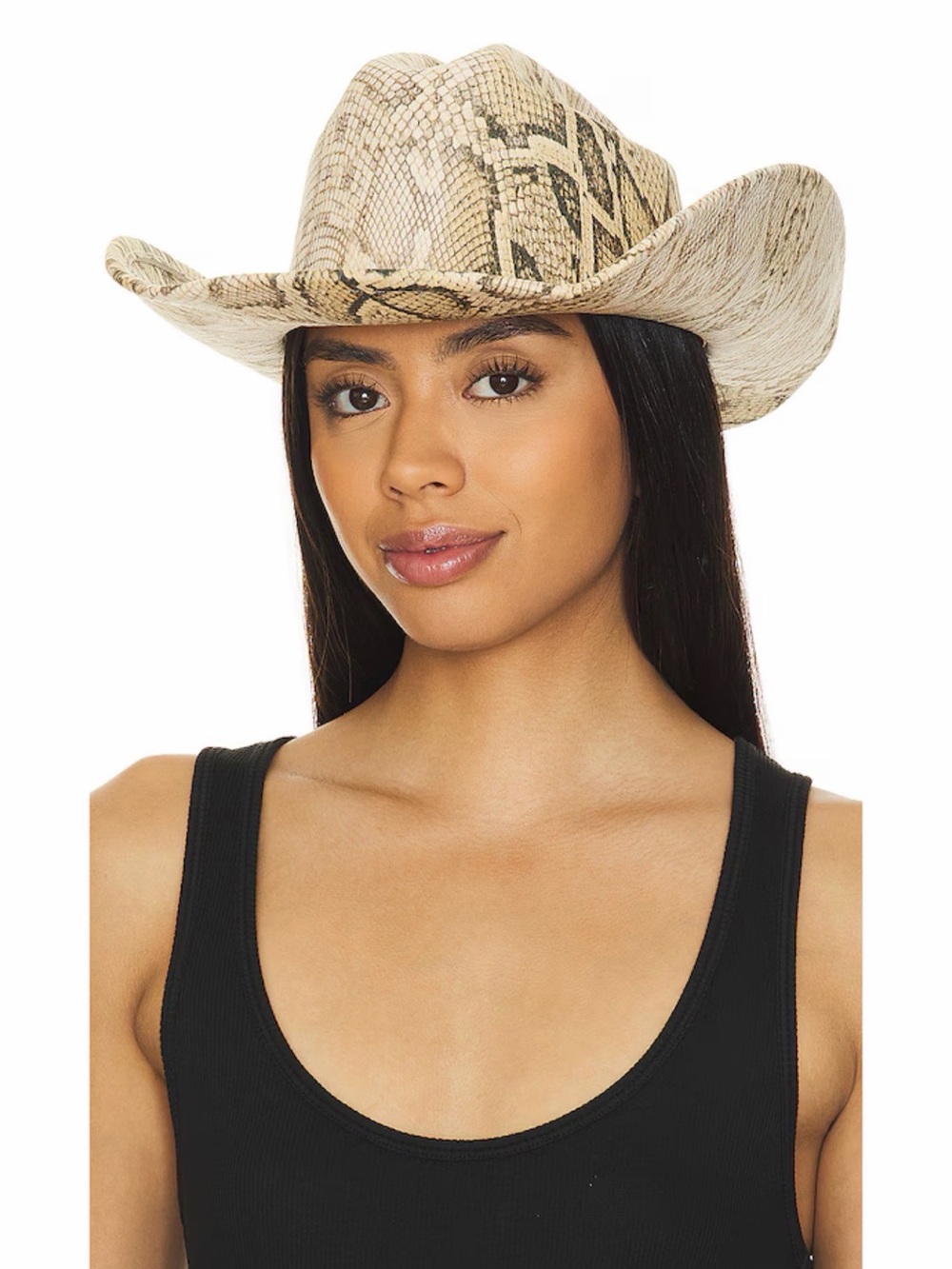 Snake Print Cowboy Hat in Tan and Black